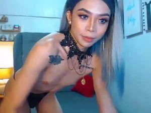 Steamy small japanese trans on webcam 2