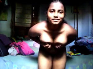 Indian teenager with saggy milk cans and
